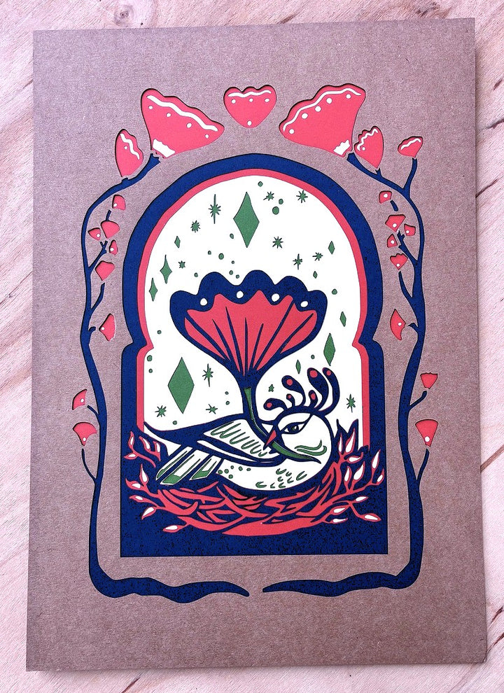 Squirrel Dance Farm Ginkgo Bird Paper Cut